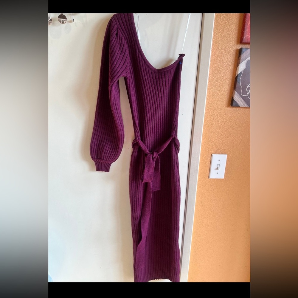 Lulu's Abundant Allure Plum Purple One-Shoulder Sweater Dress - Picture 9 of 12